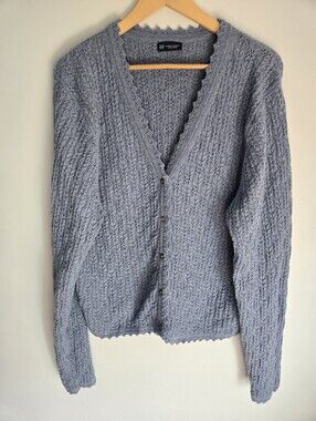 GAP Women's Light Blue Soft Cotton Blend Knit Button-Up Cardigan